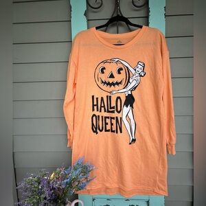Orange HalloQueen Halloween Pumpkin shirt dress